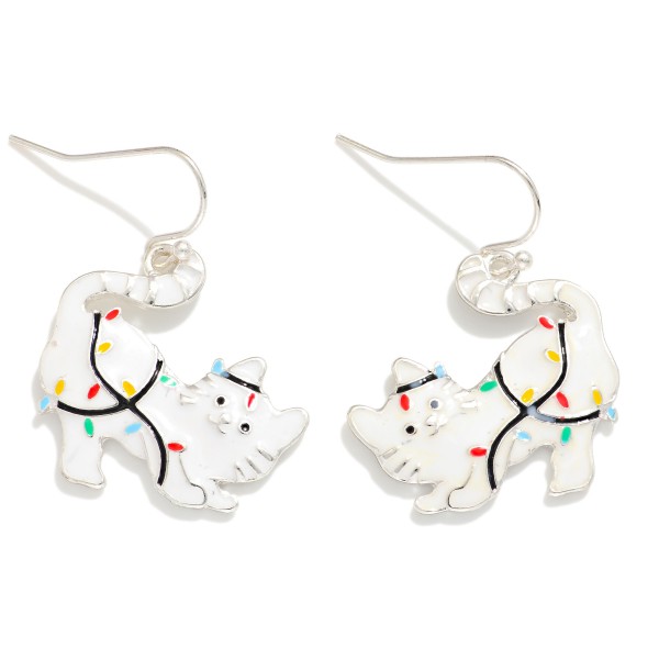 Wholesale enamel Christmas Cat Drop Earrings L