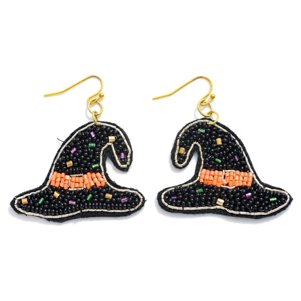 Seed Bead Witch Hat Drop Earrings

- Approximately 2." L

