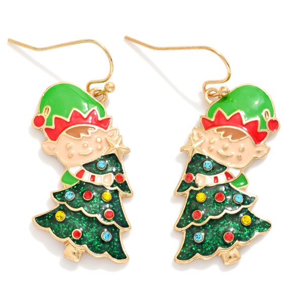 Wholesale enamel Elf Christmas Tree Drop Earrings L