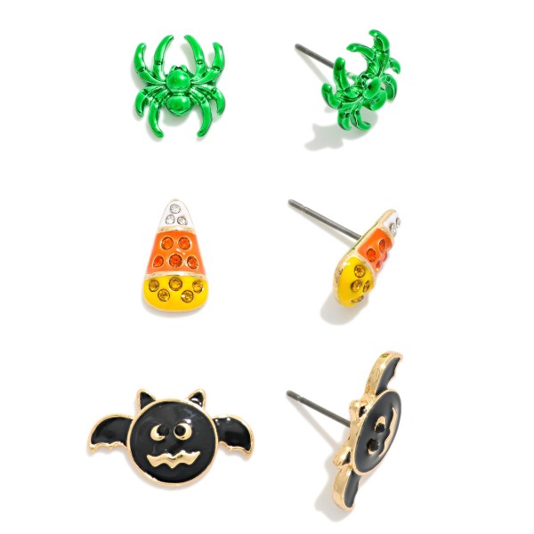 Set Of Three Halloween Stud Earrings 

- Approximately .5" L