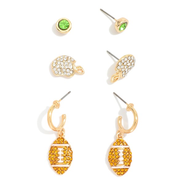Set OF Three Back To School Rhinestone Earrings 

- Approximately .25"- 1" L