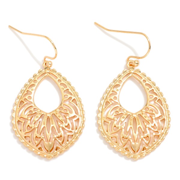 Wholesale metal Teardrop Drop Earrings Cut Out Details L