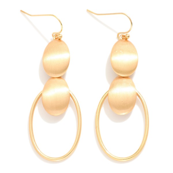 Wholesale linked Brushed Metal Ovals Drop Earrings Linked Hollow Oval L