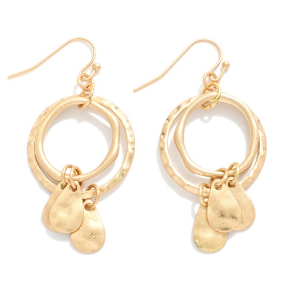 Wholesale nesting Hammered Metal Hoops Drop Earrings Teardrop Tassel Details L