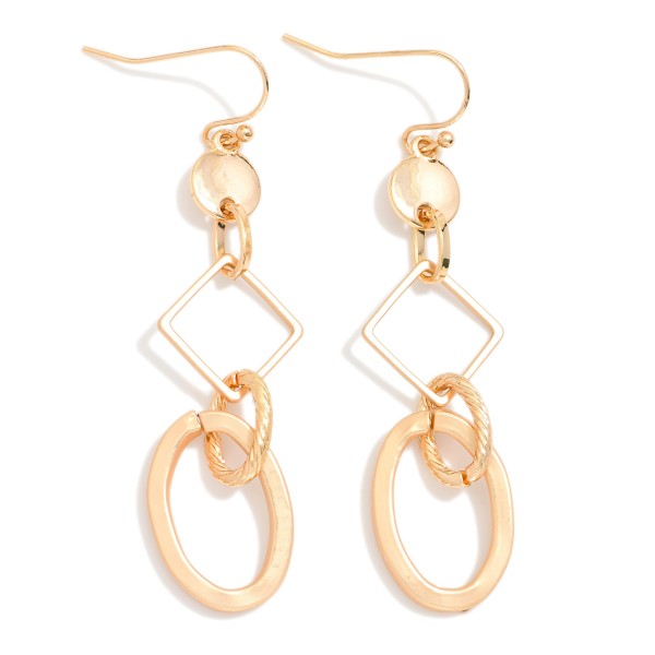 Chain Linked Metal Tone Geometric Shapes Drop Earrings 

- Approximately 2.25" L