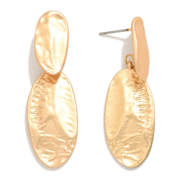 Linked Textured Matte Metal Ovals Post Drop Earrings 

- Approximately 1.75" L
