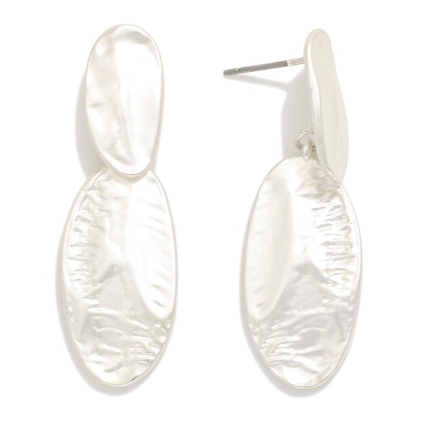 Linked Textured Matte Metal Ovals Post Drop Earrings 

- Approximately 1.75" L
