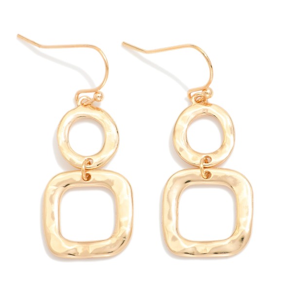 Linked Hammered Metal Circle & Square Drop Earrings 

- Approximately 1.5" L
