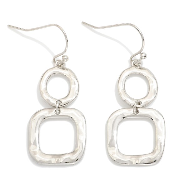 Linked Hammered Metal Circle & Square Drop Earrings 

- Approximately 1.5" L
