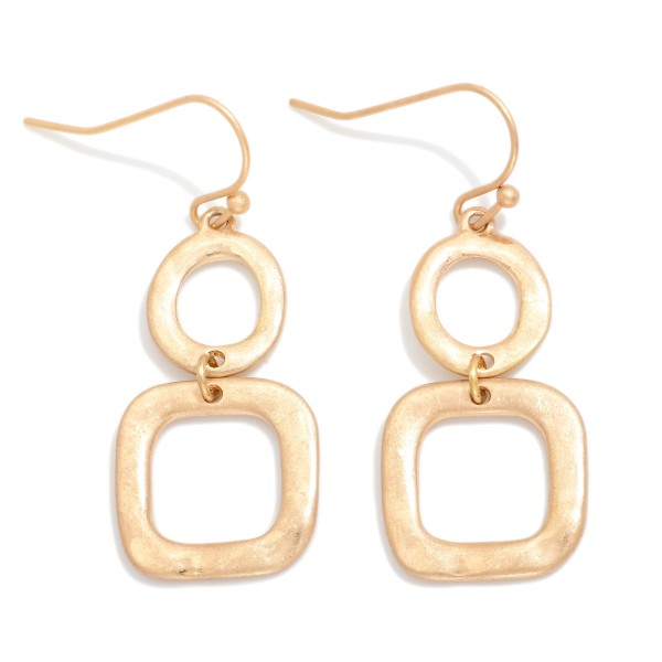 Linked Hammered Metal Circle & Square Drop Earrings 

- Approximately 1.5" L