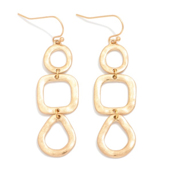 Linked Hammered Metal Geometric Shape Drop Earrings 

- Approximately 2" L
