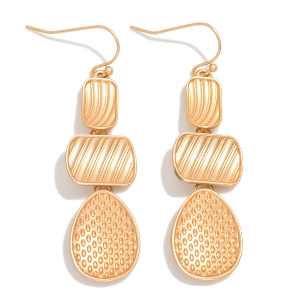 Linked Textured Metal Geometric Shape Drop Earrings

- Approximately 2" L