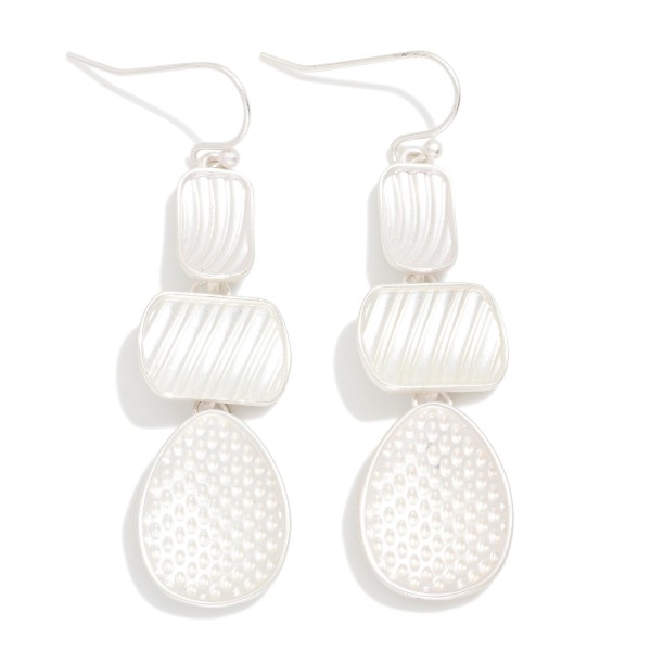 Linked Textured Metal Geometric Shape Drop Earrings

- Approximately 2" L
