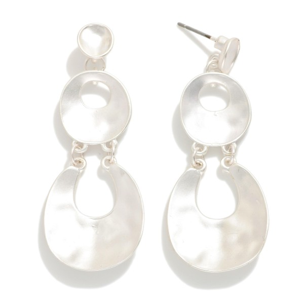 Linked Matte Hammered Metal Tapered Hoop Drop Earrings 

- Approximately 2" L
