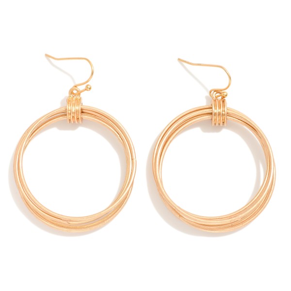 Metal Tone Layered Hoops Drop Earrings 

- Approximately 2" L