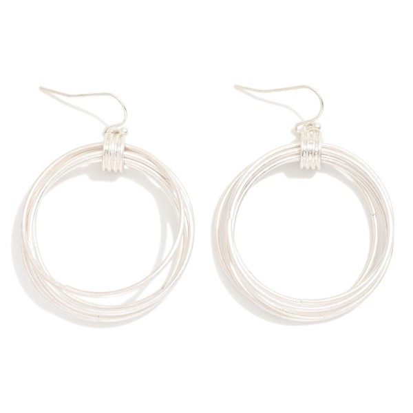 Metal Tone Layered Hoops Drop Earrings 

- Approximately 2" L