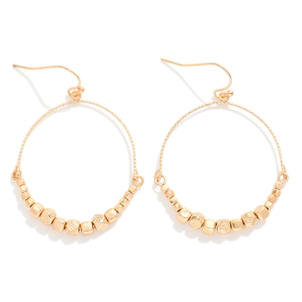 Textured Wire Drop Earrings Featuring Metal Tone Geometric Shape Beads 

- Approximately 1.75" L
