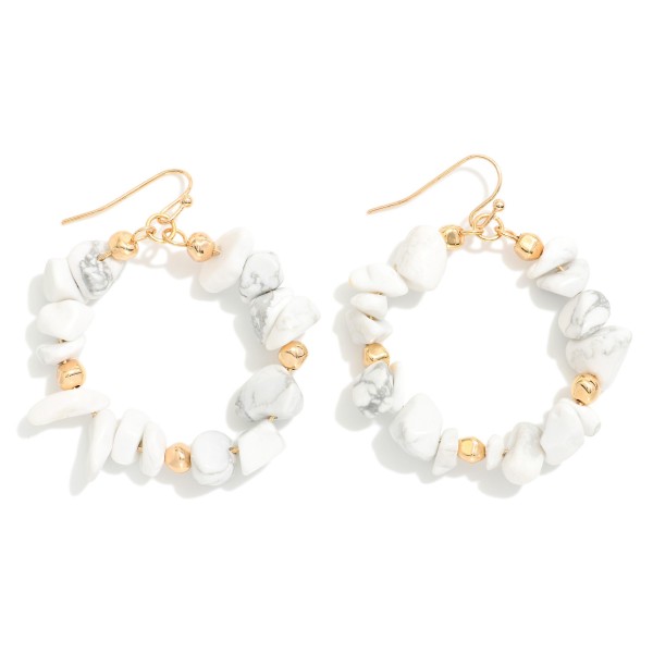 Wholesale beaded Semi Precious Stone Hoop Drop Earrings L
