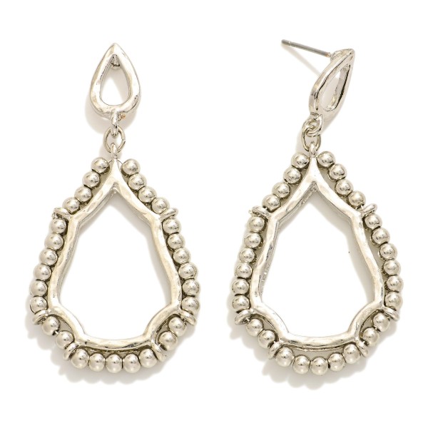 Linked Teardrop  Drop Earrings Featuring Beaded Detail 

- Approximately 2" L