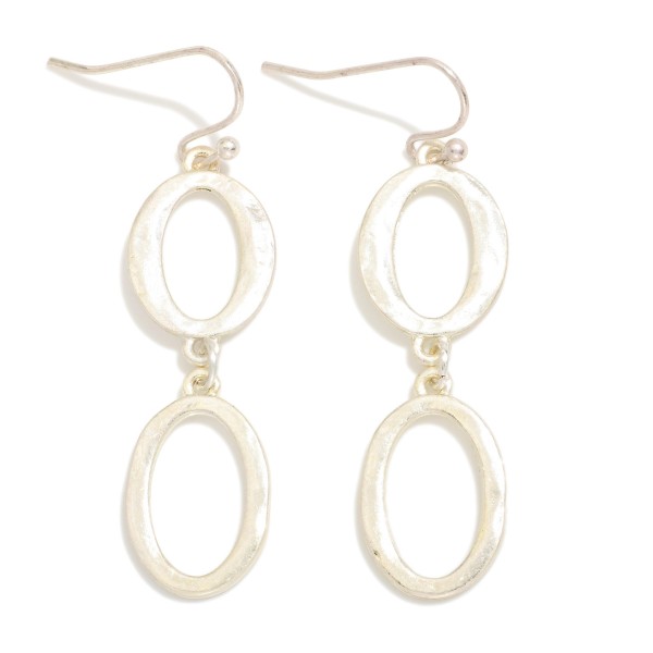 Linked Hammered Metal Hollow Oval Drop Earrings 

- Approximately 1.75" L