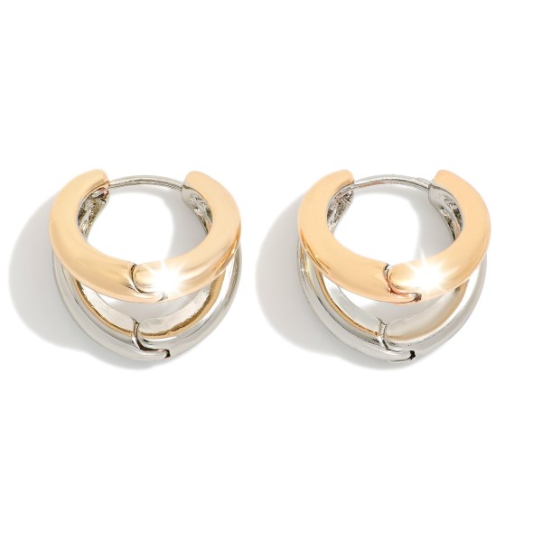 Two Tone Metal Layered Hoop Earrings

- Approximately .75" L

