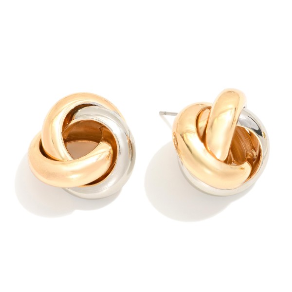 Wholesale chunky Knotted Two Metal Post Drop Earrings L