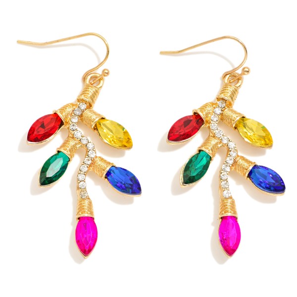 Rhinestone Christmas Lights Drop Earrings 

- Approximately 2" L
