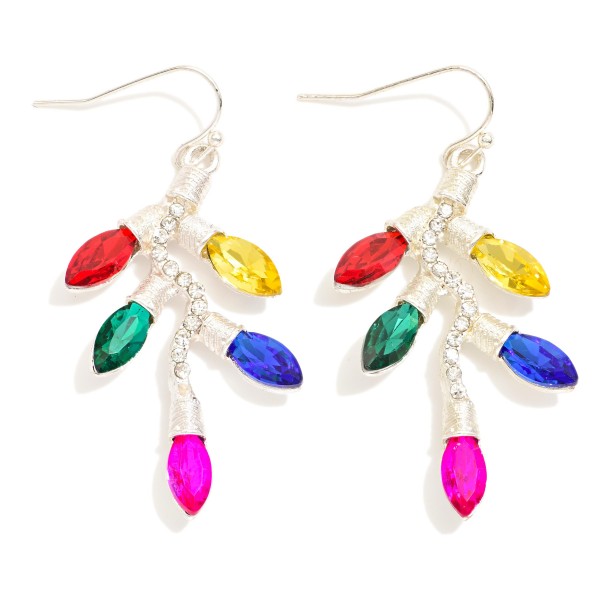 Rhinestone Christmas Lights Drop Earrings 

- Approximately 2" L