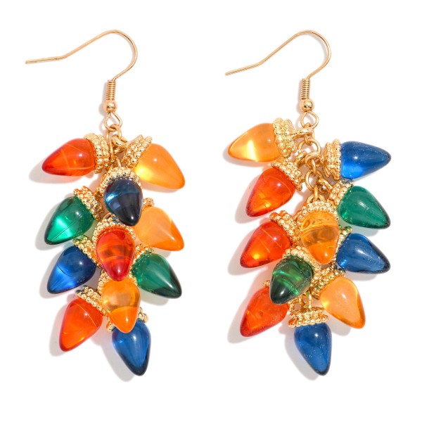 Linked Translucent Christmas Lights Drop Earrings 

- Approximately 2.5" L