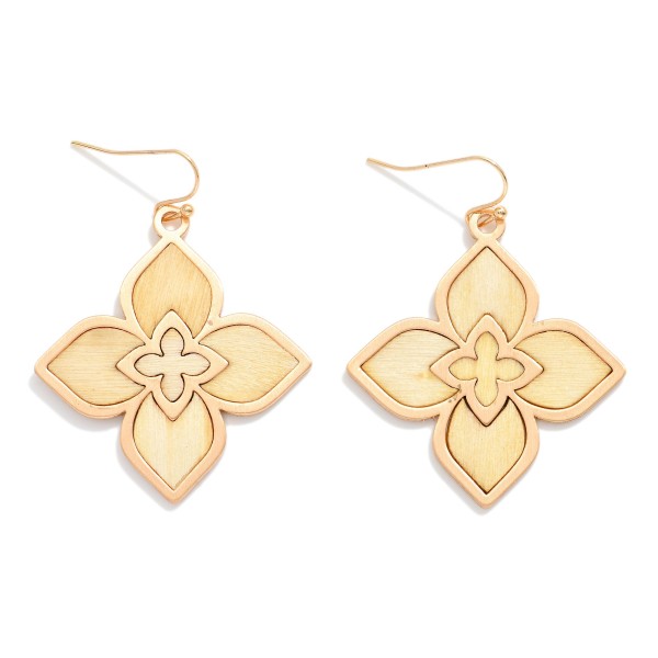 Wood & Metal Clover Drop Earrings 

- Approximately 1.5" L