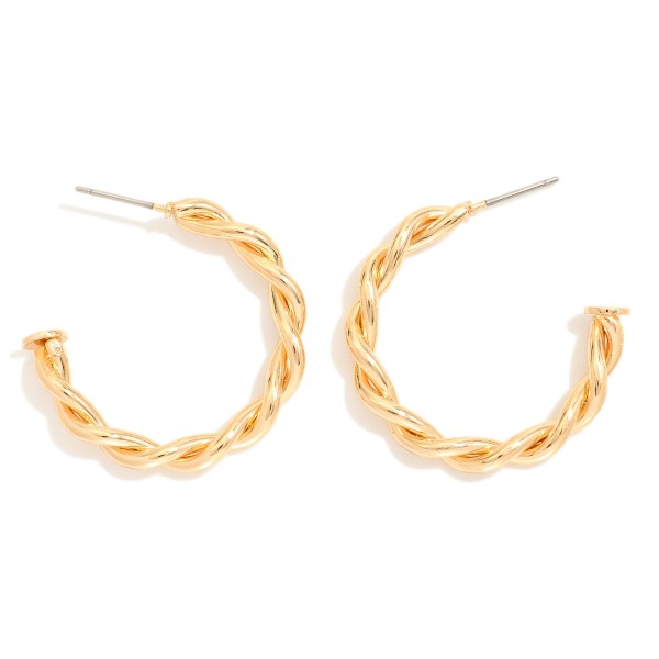 Twisted Metal Hoop Drop Earring 
 
- Approximately 1." L


