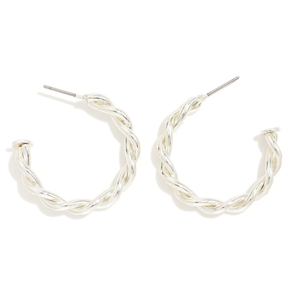 Twisted Metal Hoop Drop Earring 
 
- Approximately 1." L


