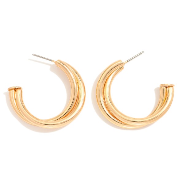 Metal Tone Intertwined Hoop Earrings 

- Approximately 1" D
