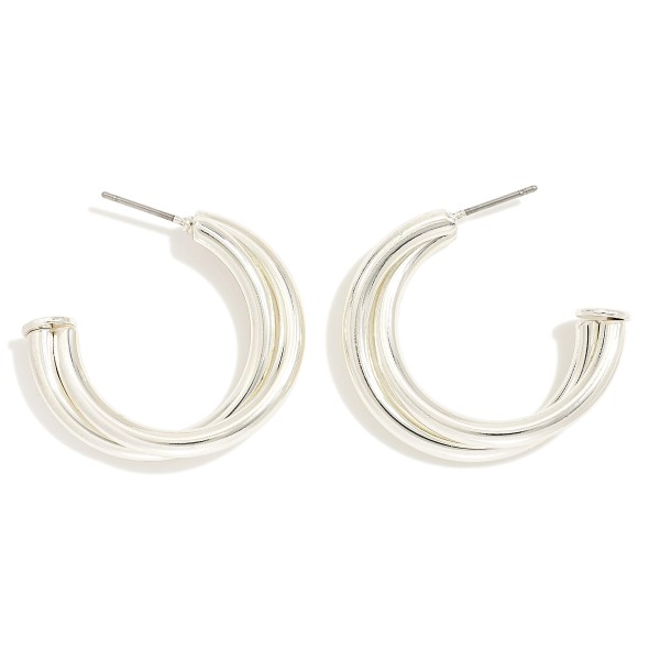 Metal Tone Intertwined Hoop Earrings 

- Approximately 1" D