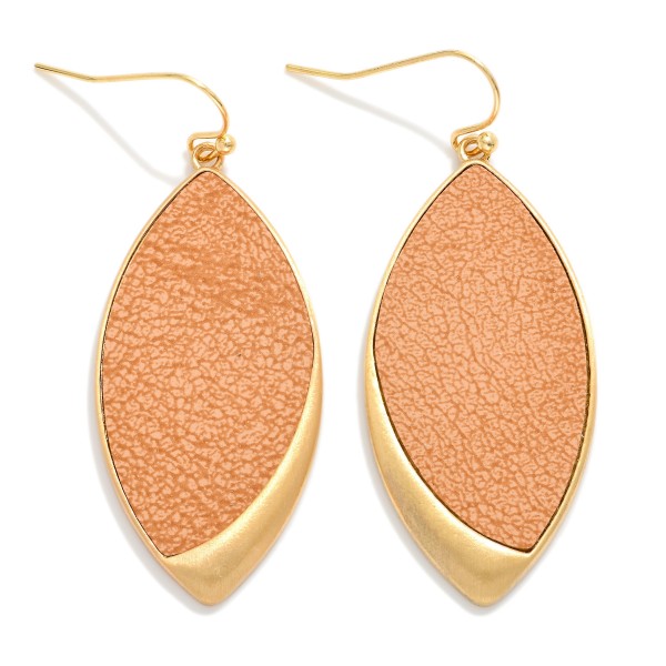 Vegan Leather Almond Shape Drop Earrings

- Approximately 2" L
