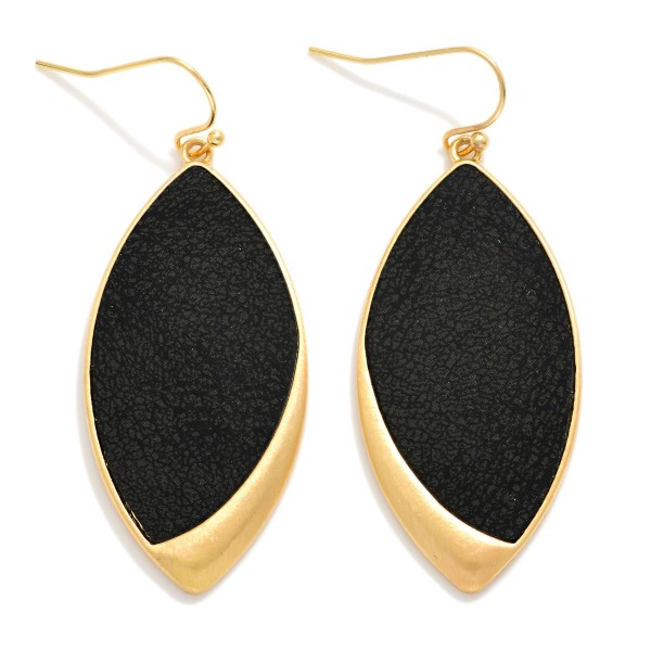 Vegan Leather Almond Shape Drop Earrings

- Approximately 2" L