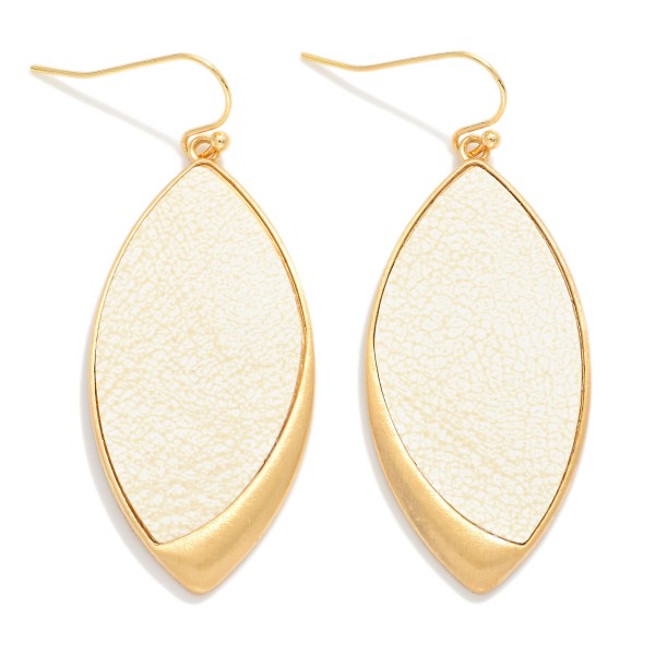 Vegan Leather Almond Shape Drop Earrings

- Approximately 2" L