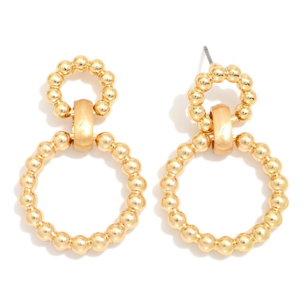 Linked Metal Tone Ball Hoop Door Knocker Earrings 

- Approximately 1.25" L