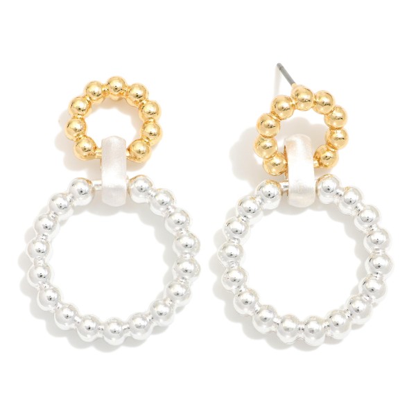 Linked Metal Tone Ball Hoop Door Knocker Earrings 

- Approximately 1.25" L