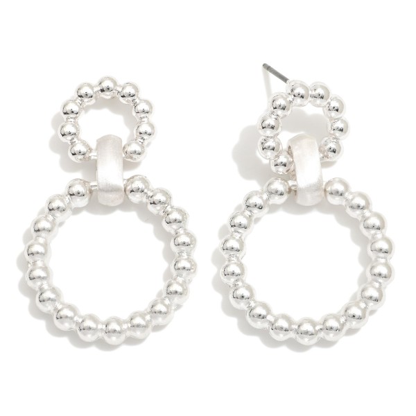 Linked Metal Tone Ball Hoop Door Knocker Earrings 

- Approximately 1.25" L