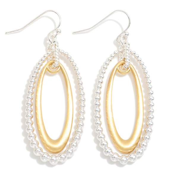 Nesting Textured Metal & Matte Metal Ovals Drop Earrings 

- Approximately 2" L