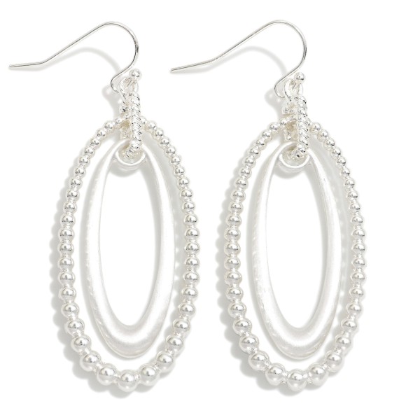 Nesting Textured Metal & Matte Metal Ovals Drop Earrings 

- Approximately 2" L
