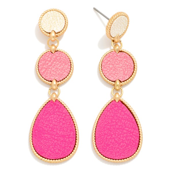 Wholesale linked Vegan Leather Geometric Drop Earrings L