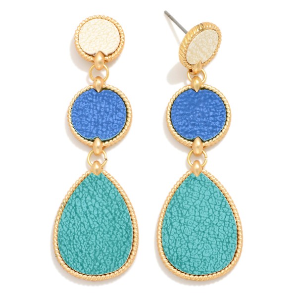 Wholesale linked Vegan Leather Geometric Drop Earrings L