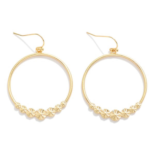 Metal Tone Hoop Drop Earrings Featuring Starburst Details 

- Approximately 2.25" L