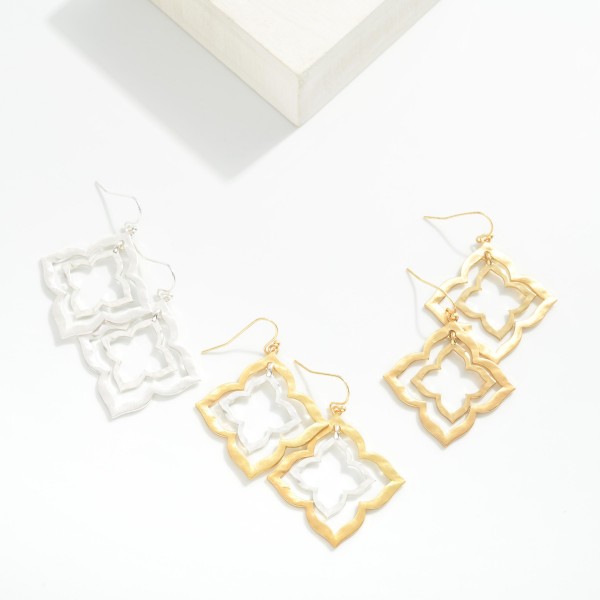Nesting Metal Clover Drop Earrings 

- Approximately 1.75" L