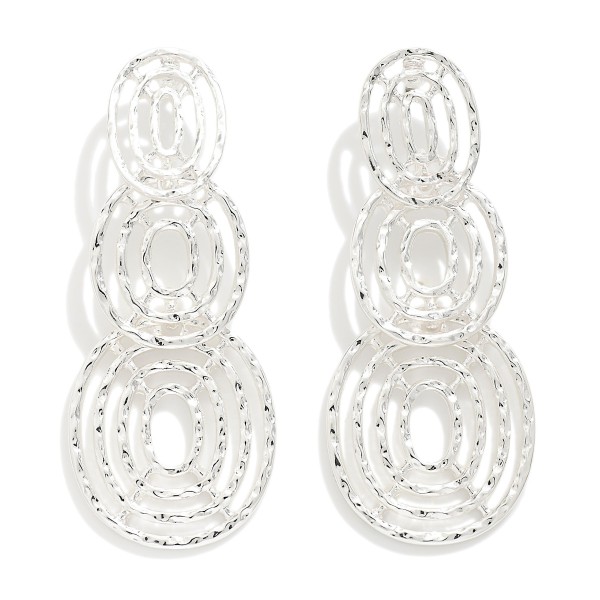 Hammered Metal Linked Cut Out Circles Post Drop Earrings 

- Approximately 2" L