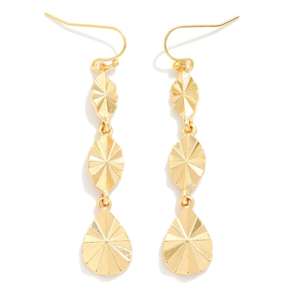 Linked Textured Metal Tone Teardrop Shape Drop Earring 

- Approximately 2." L


