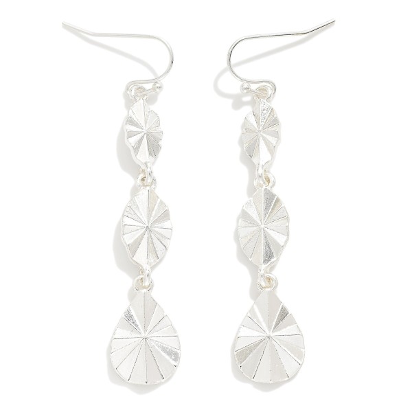 Linked Textured Metal Tone Teardrop Shape Drop Earring 

- Approximately 2." L

