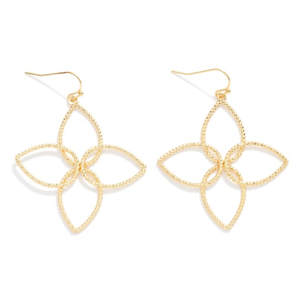 Textured Metal Clover Drop Earrings 

- Approximately 2" L